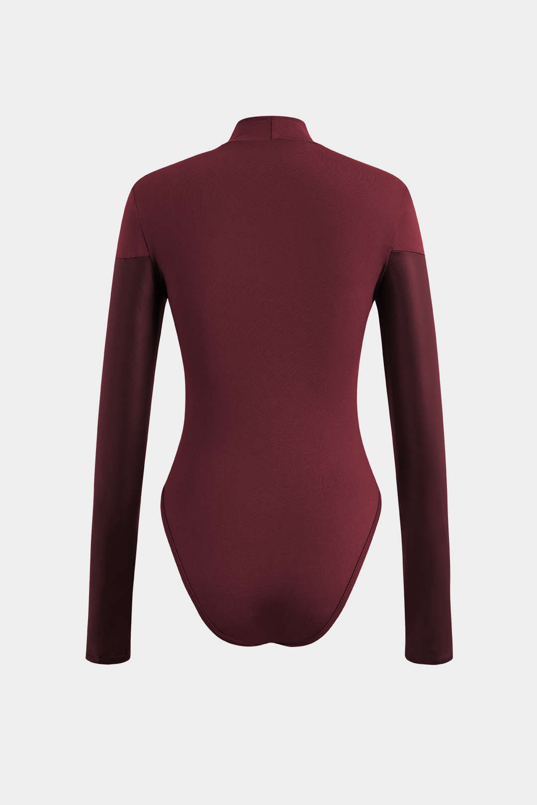 Leren-look body met opstaande kraag en lange mouwen