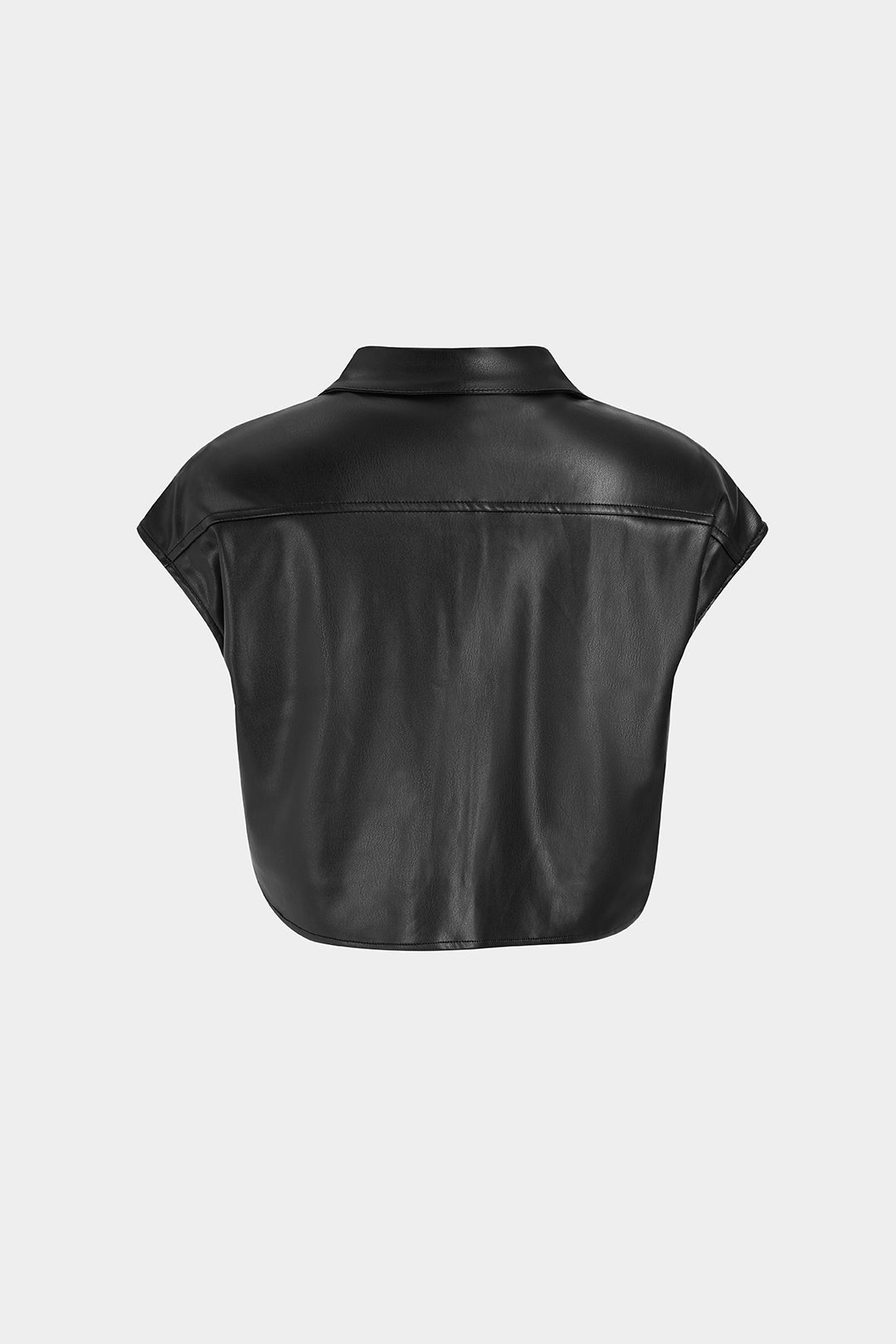Leren-look gilet met zakken
