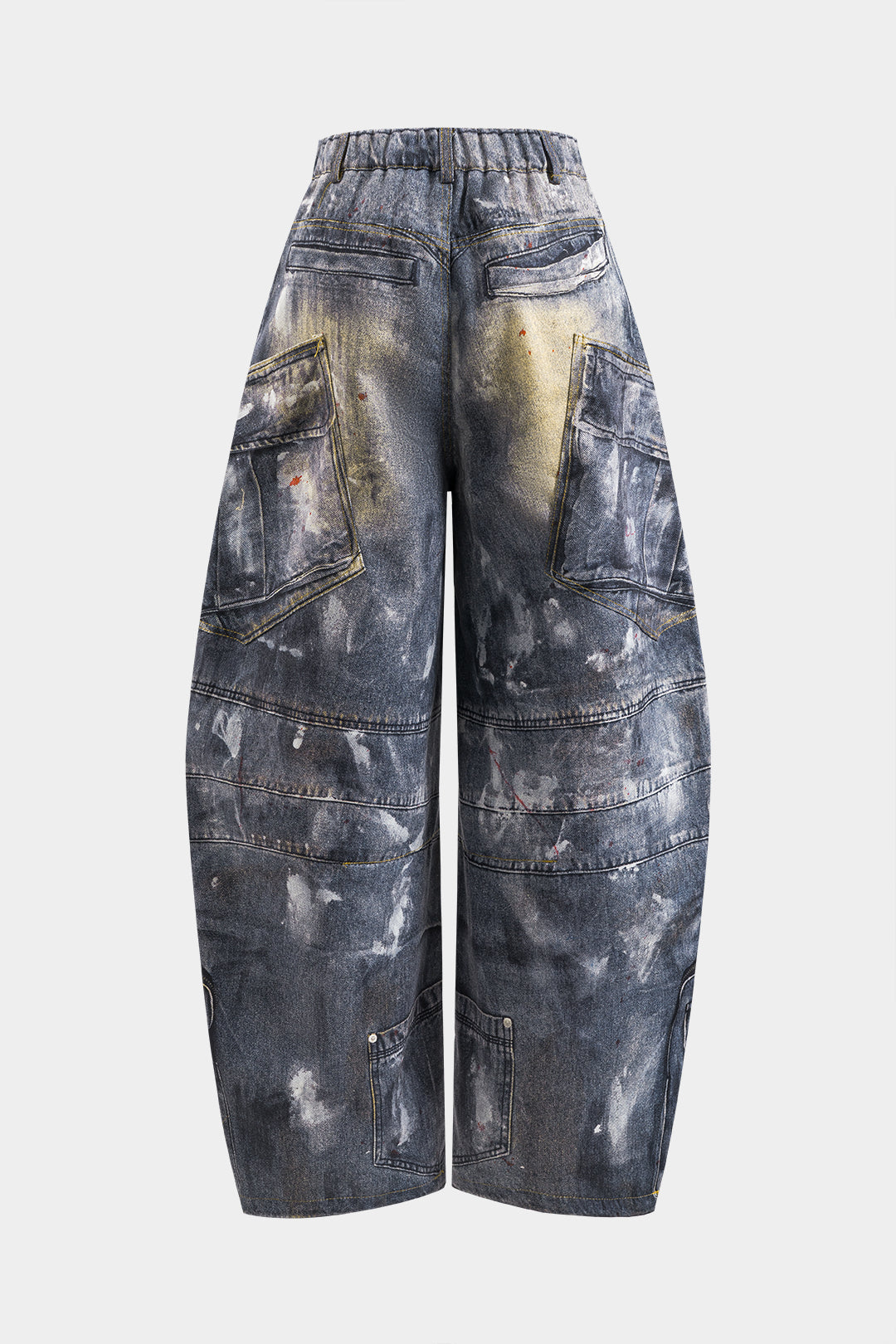 Abstracte print pantalon met zakken en ballonmodel