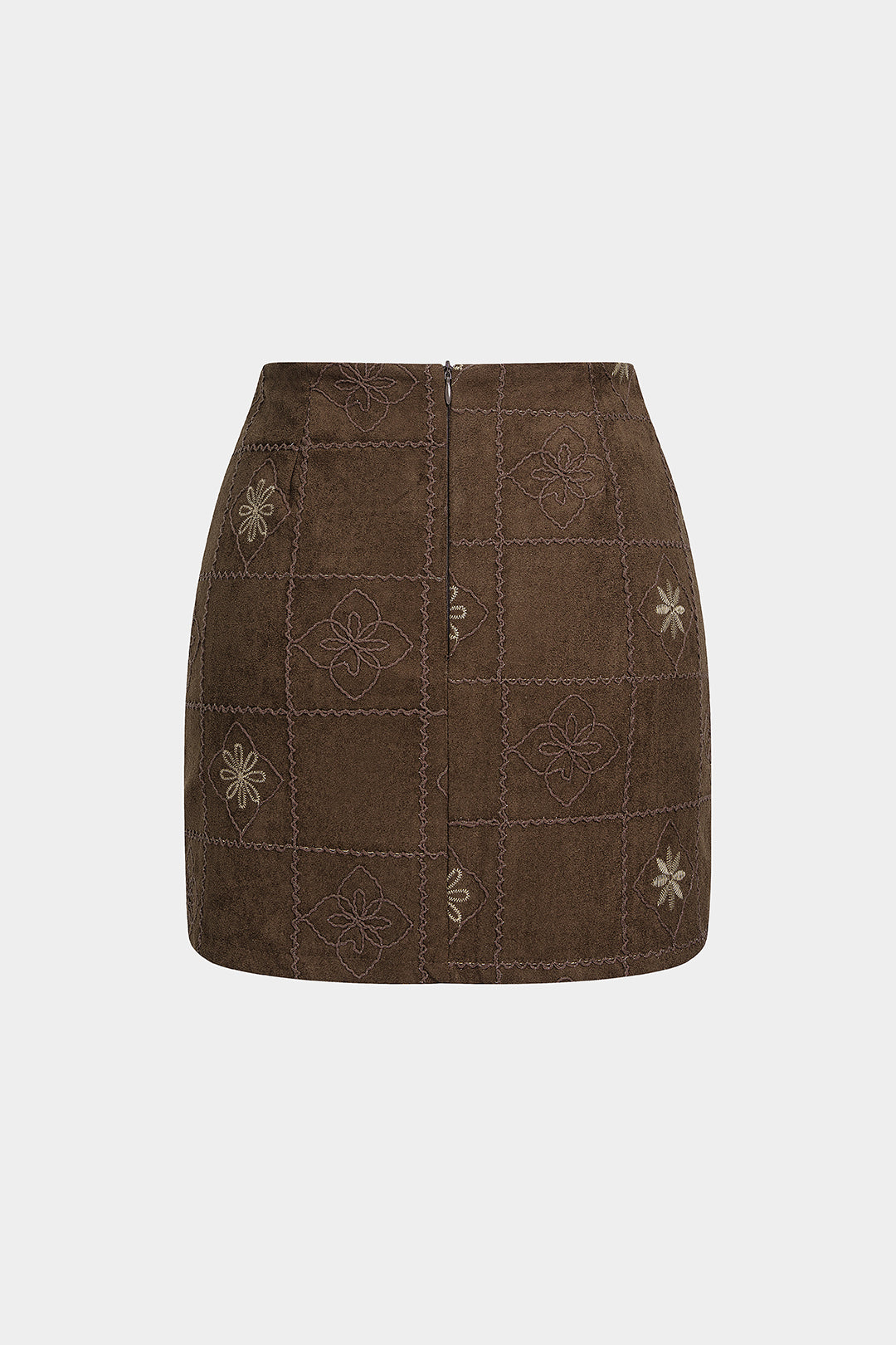 Bloemenprint suède minirok met knoopjes