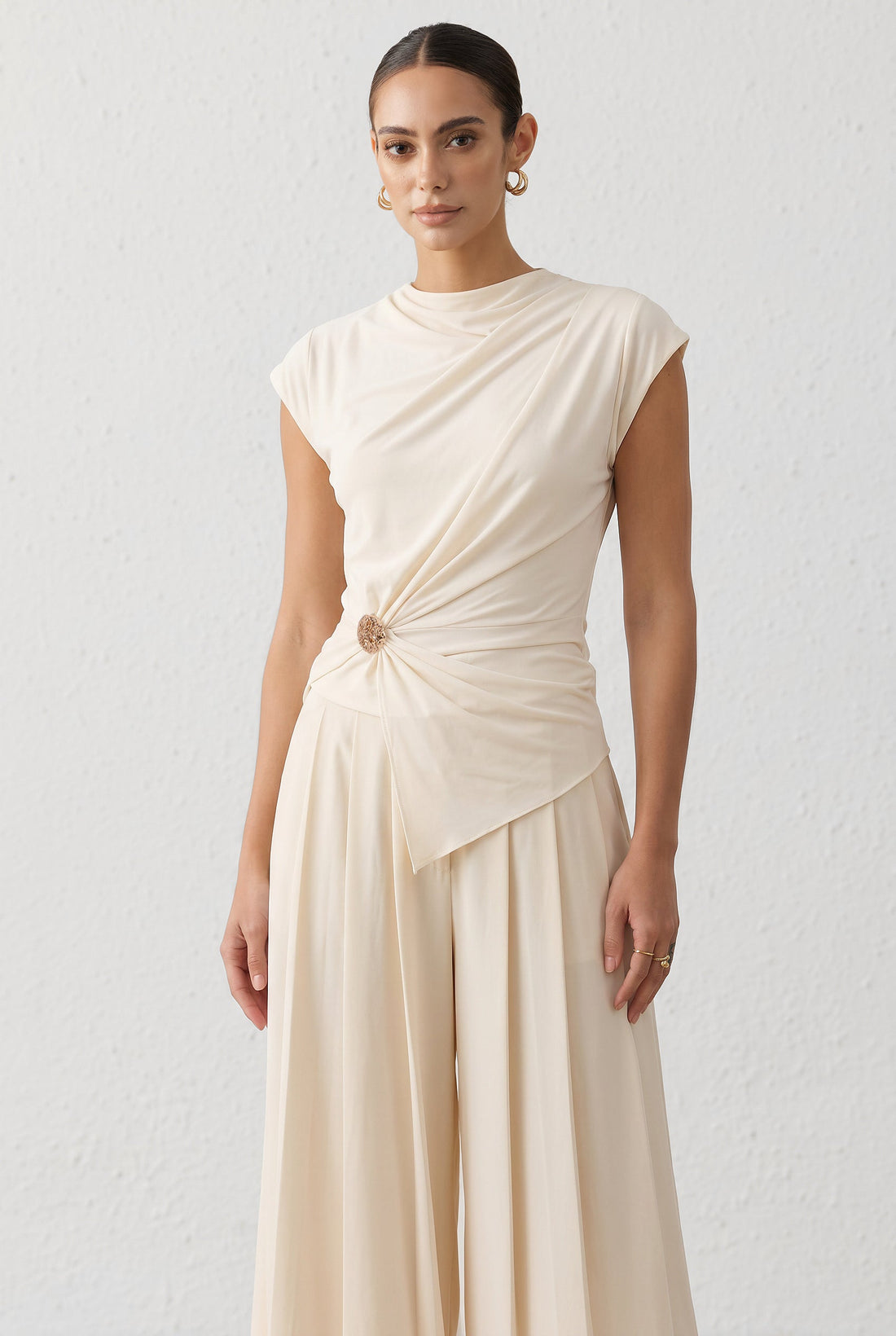 Metallic asymmetrisch T-shirt met ruches