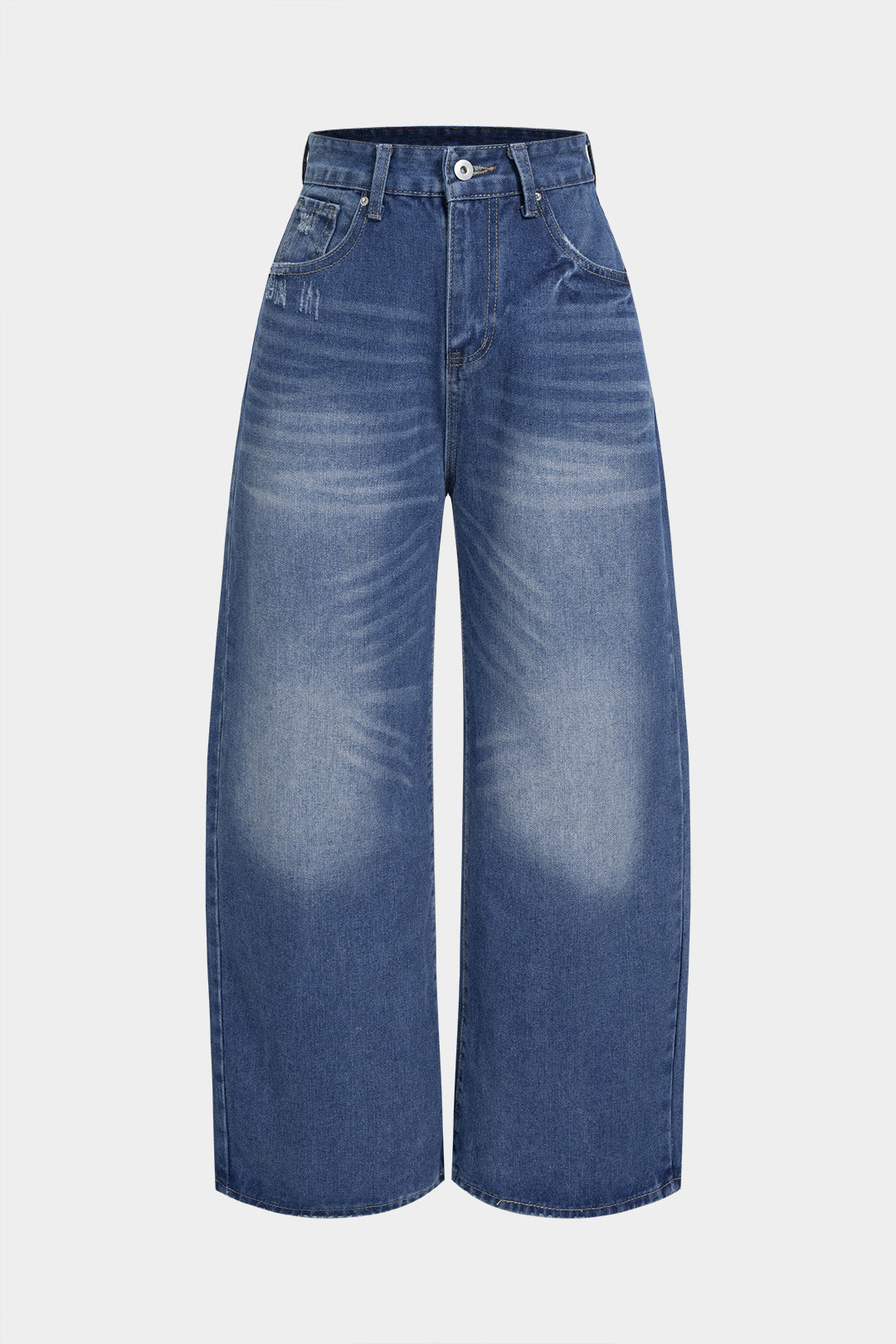 Patchwork jeans met zakken en rechte pijp