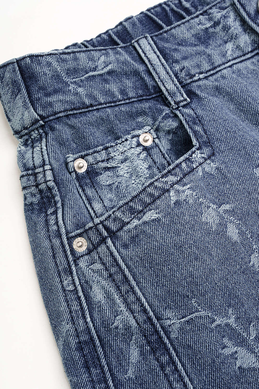 Jacquard jeans met zakken en wijde pijpen