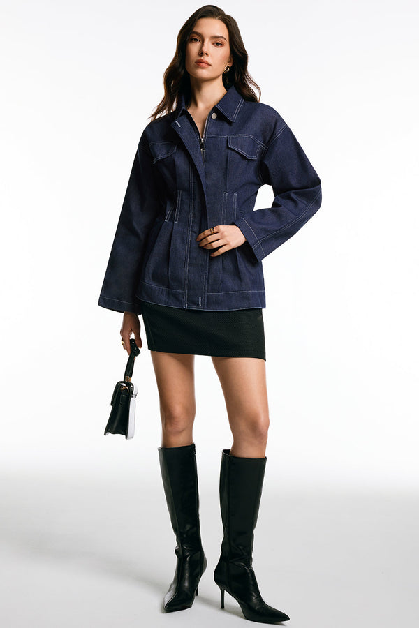 Denim geplooide item