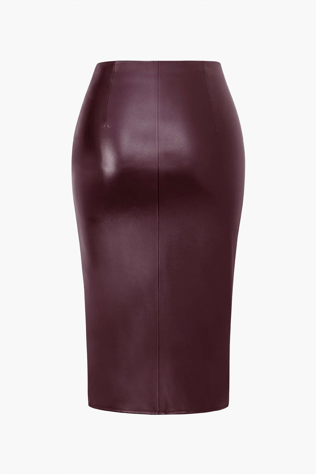 Leren-look rok met ruches en rits