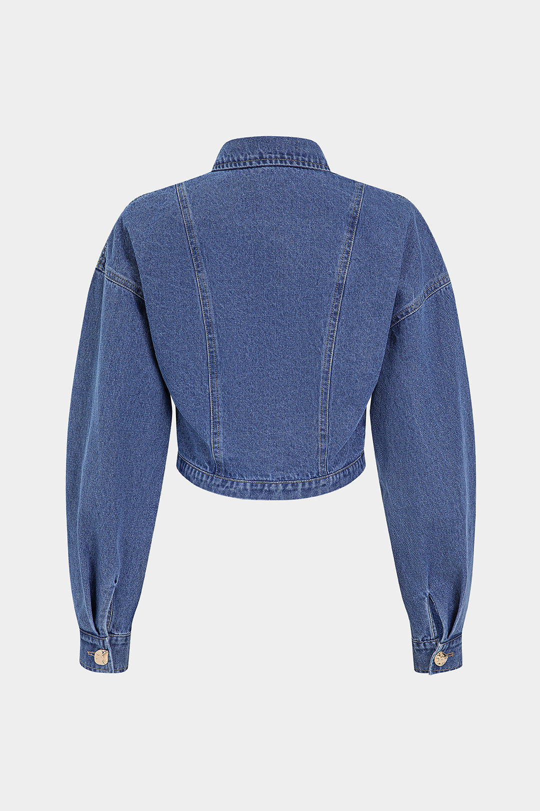 Denim metallic blouse met lange mouwen