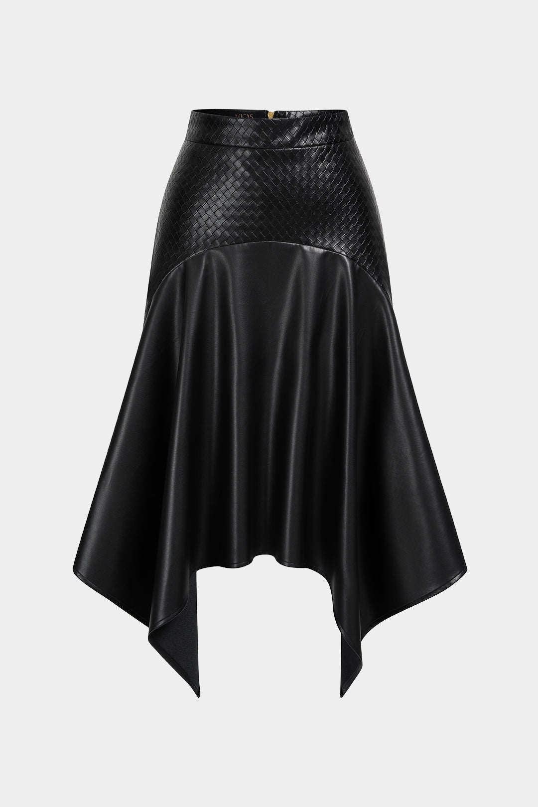 Leren-look asymmetrische rok met rits
