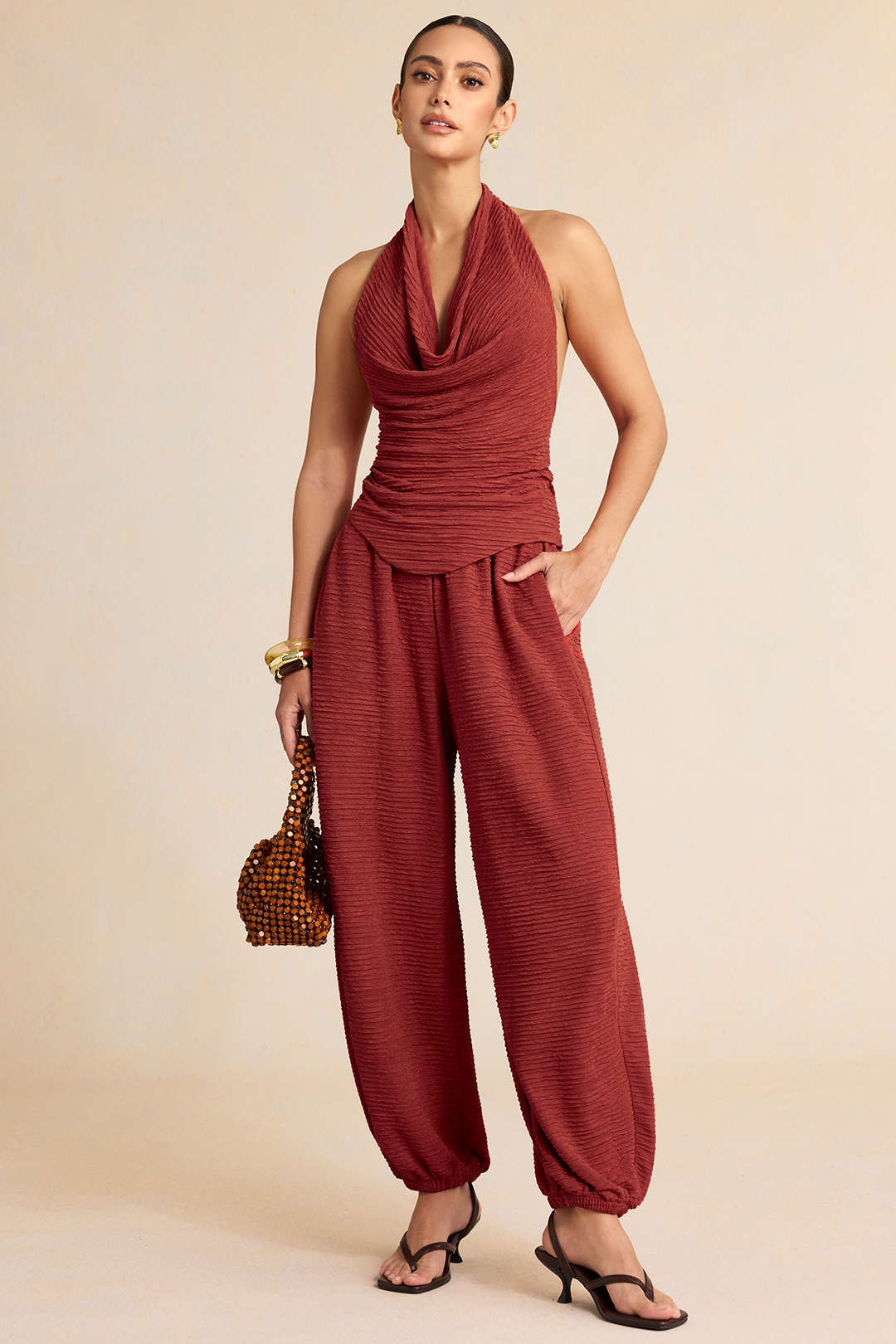 Gestructureerde set met tanktop en broek