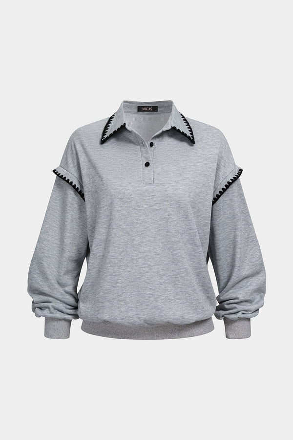 Sweater met revers en knoopjes