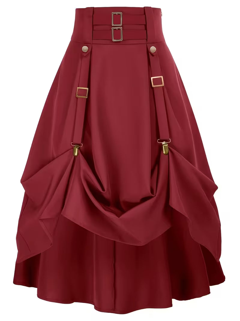 Midi Skirt with Ruched Waist
