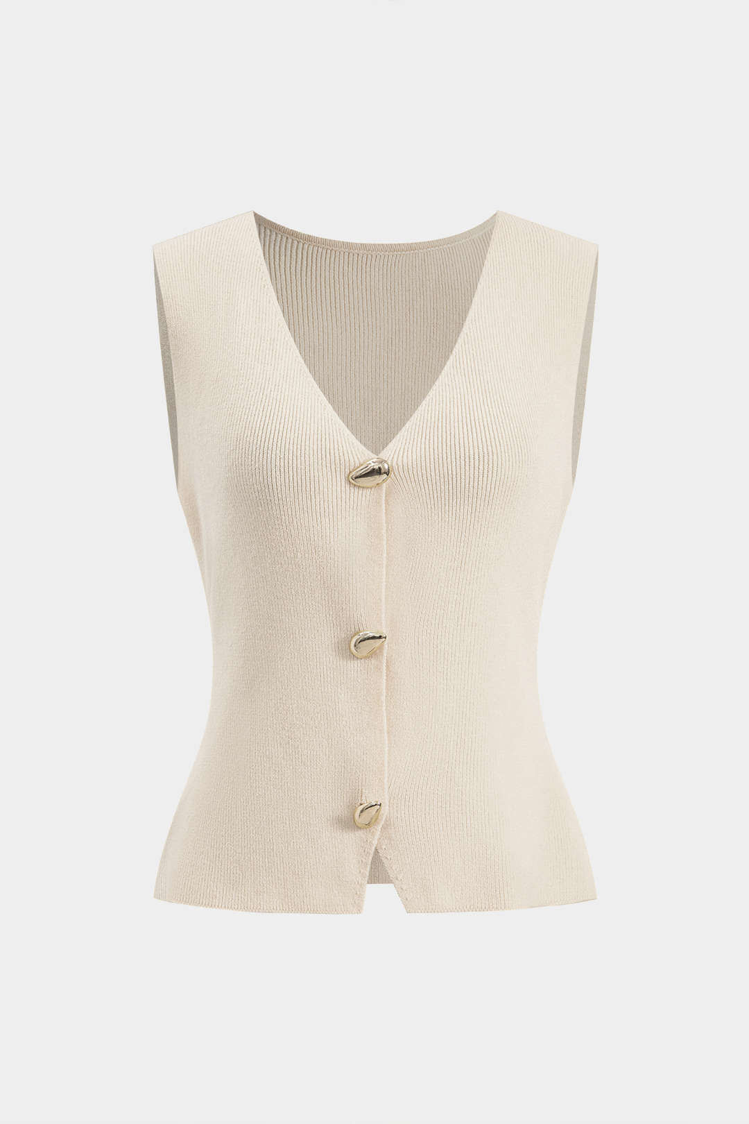 Gebreide metallic tanktop met knoopjes