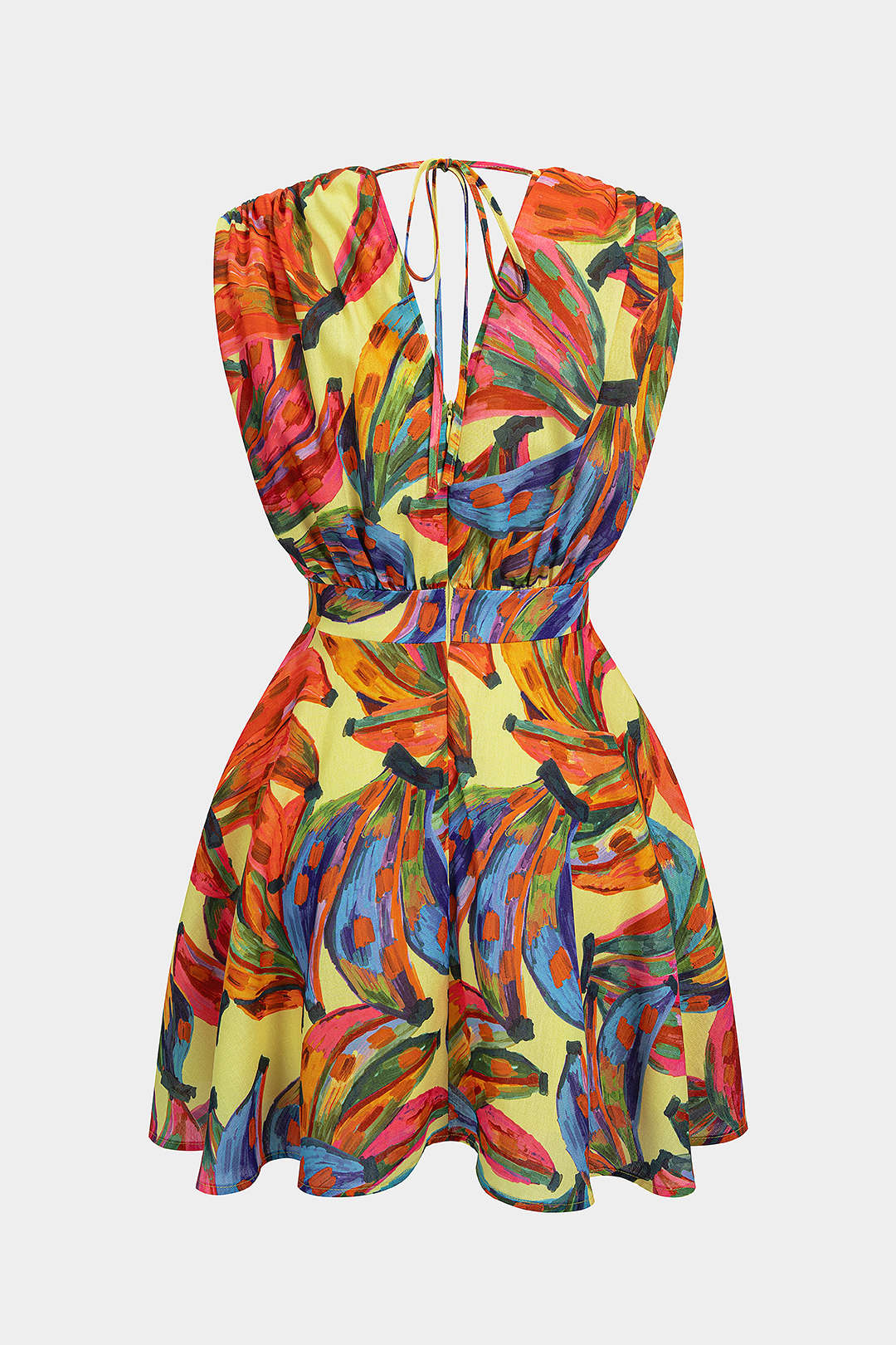 Bloemenprint mouwloze minijurk met V-hals