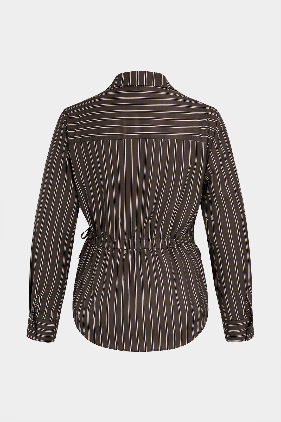 Gestreepte asymmetrische blouse met V-hals en knoopjes