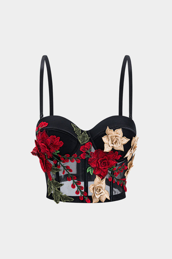 Mesh transparante top met spaghettibandjes