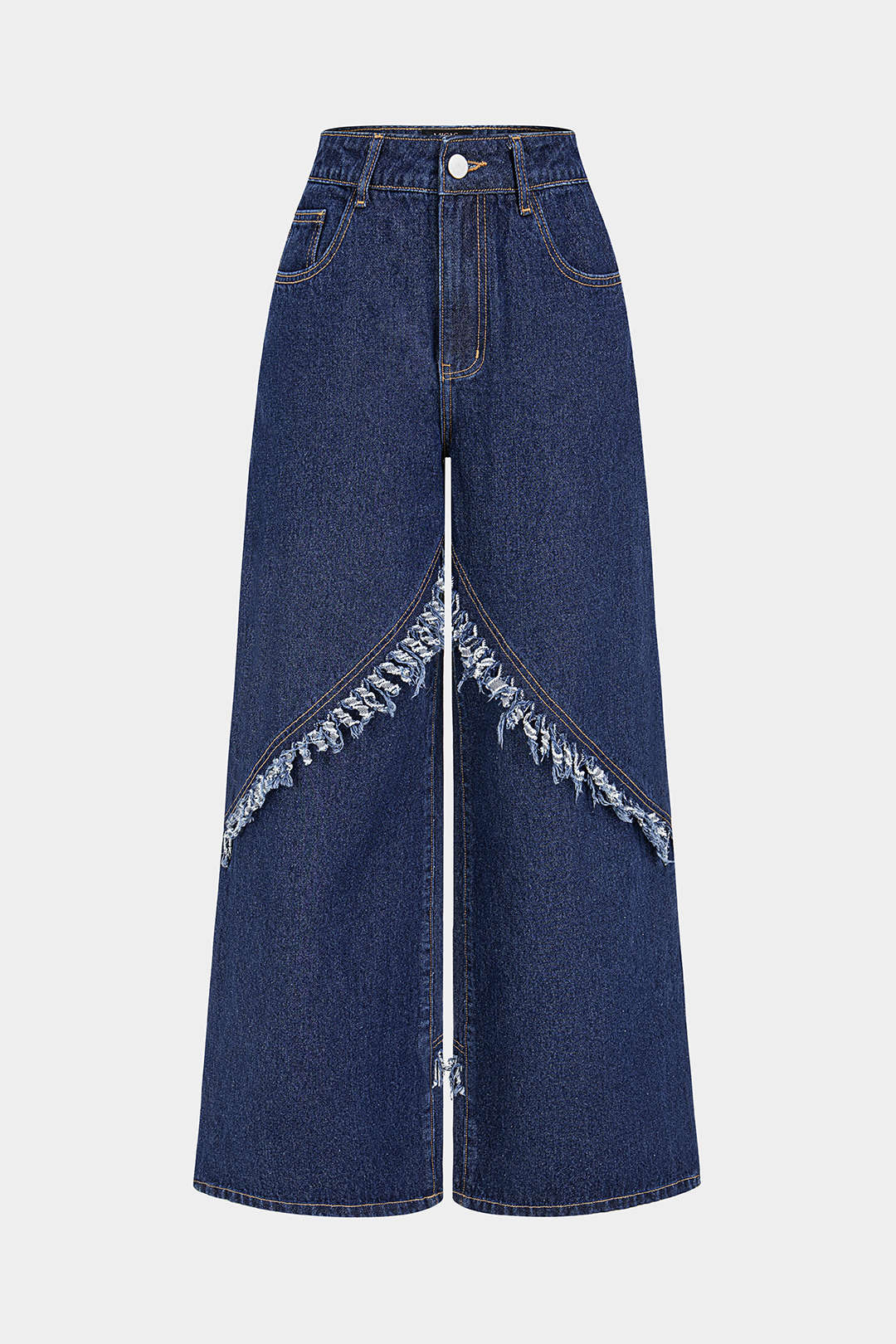 Jeans met rafelrand, hoge taille en wijde pijpen