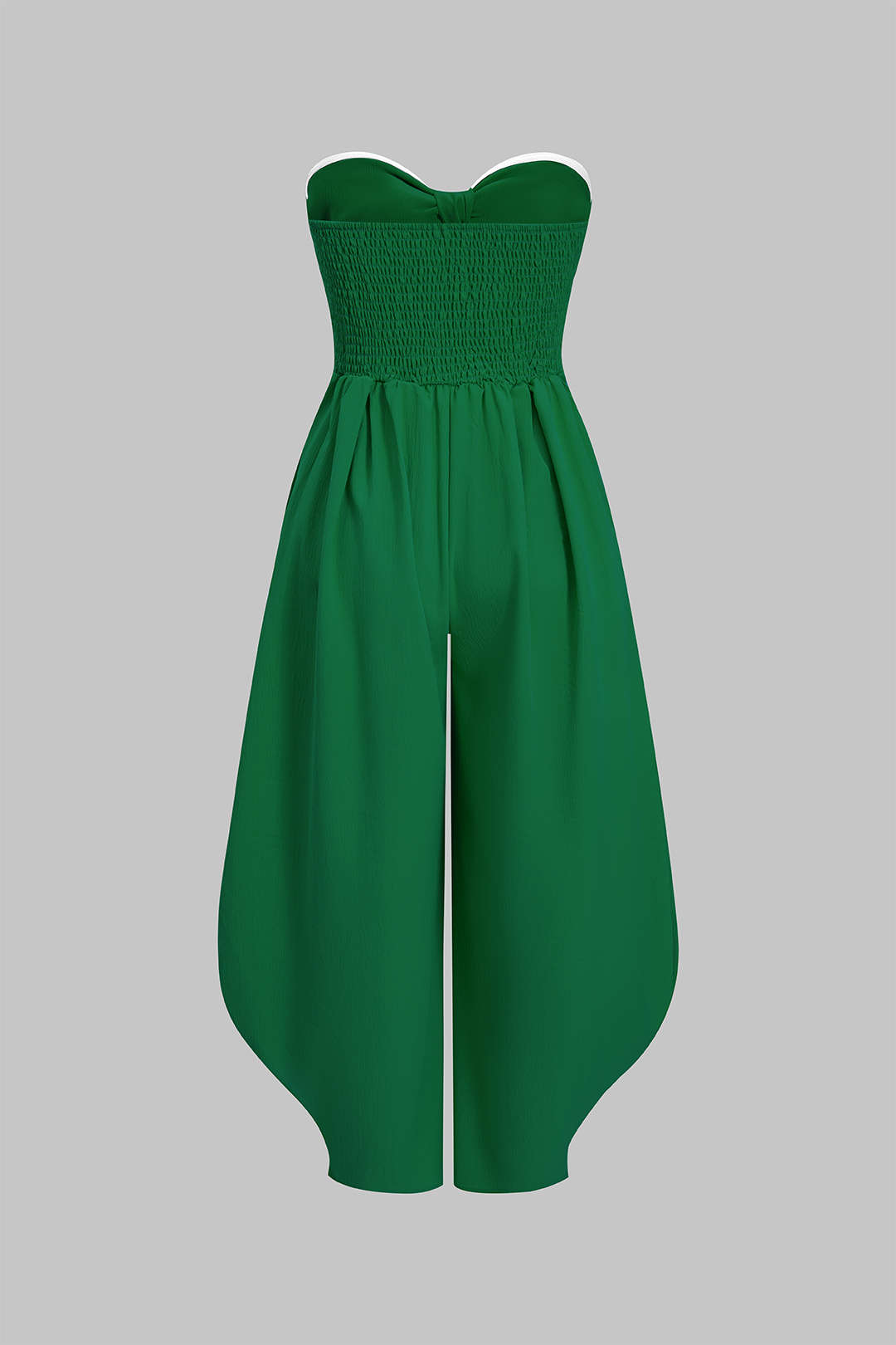 Mouwloze jumpsuit met strapless pasvorm, strik en ruches