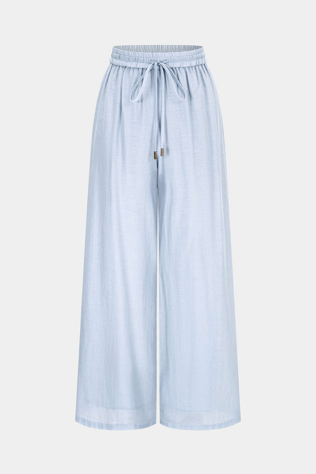 Effen broek met trekkoord en wijde pijpen