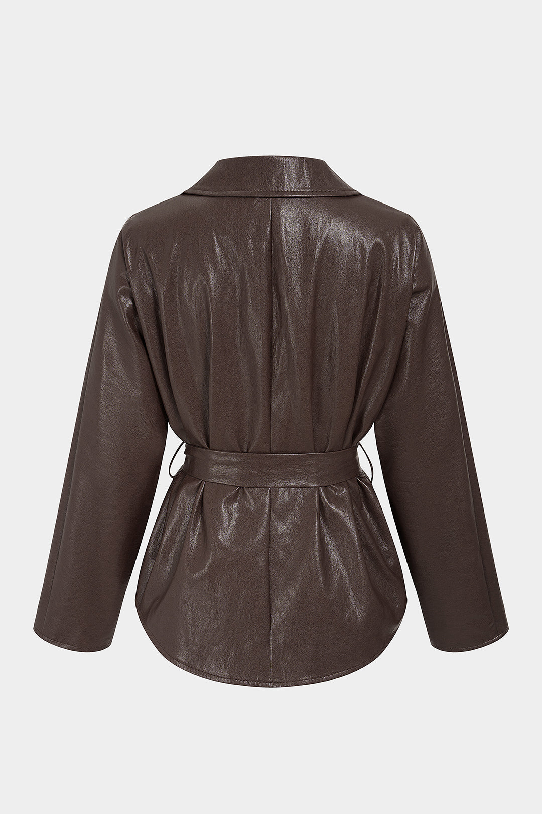 Leren-look jasje met V-hals en riem