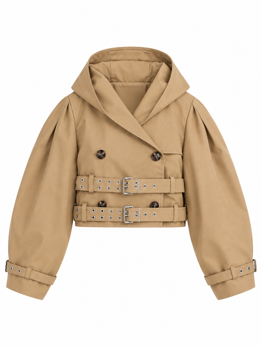 Vintage Oversized Trench Coat with Hood