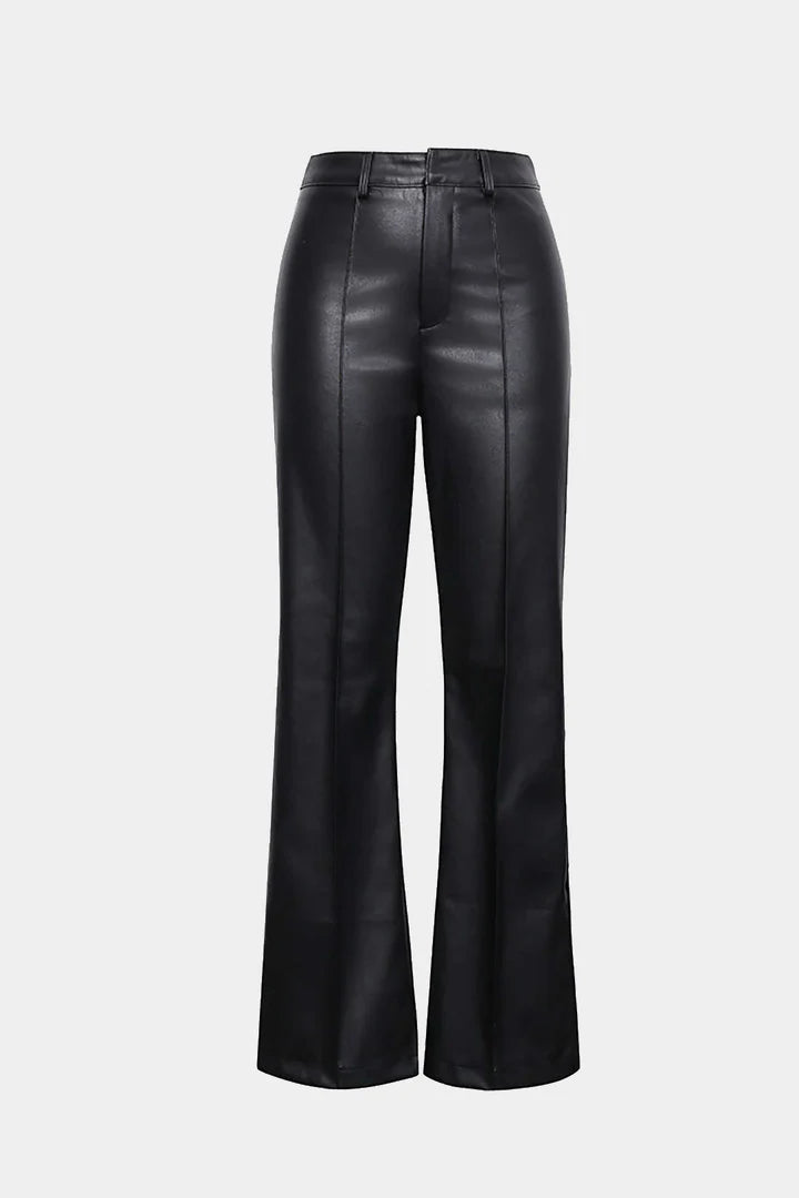 Faux Leather Straight-Leg Pants