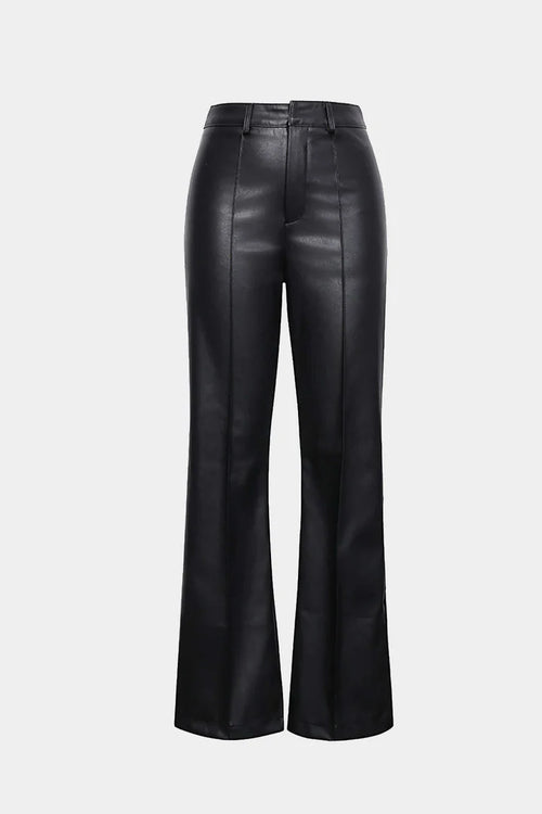 Faux Leather Straight-Leg Pants