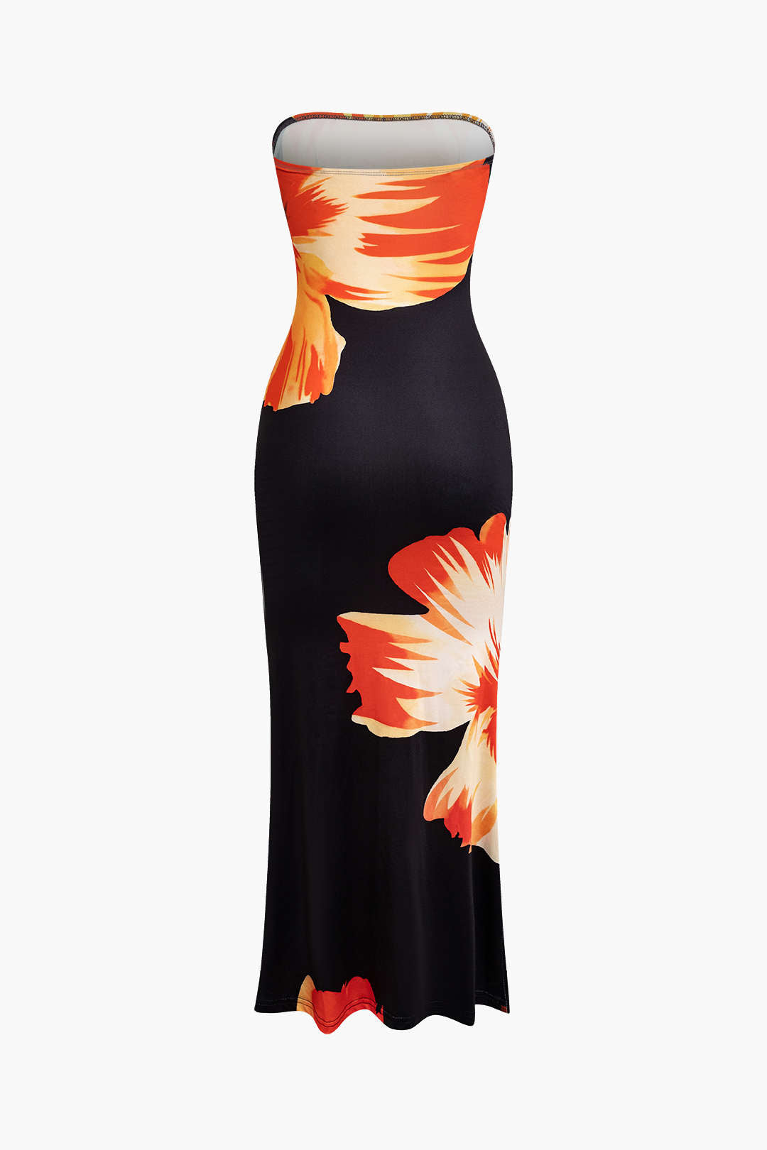 Bloemenprint maxijurk met strapless pasvorm