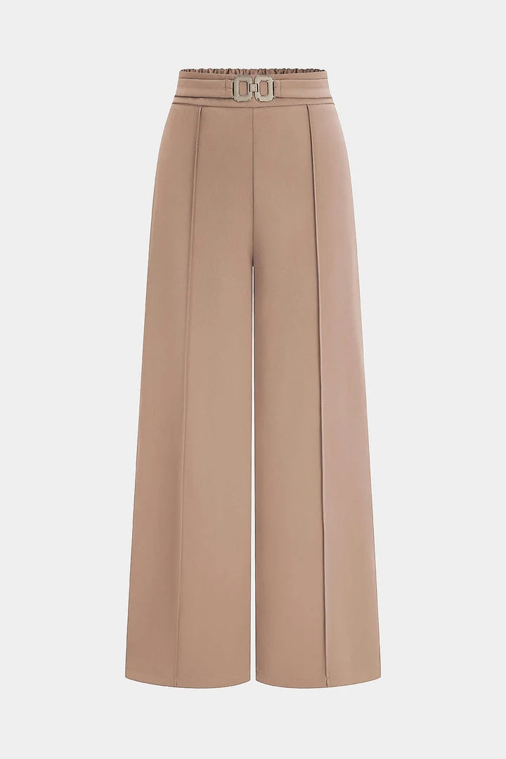 Solid trousers with a belt and wide legs