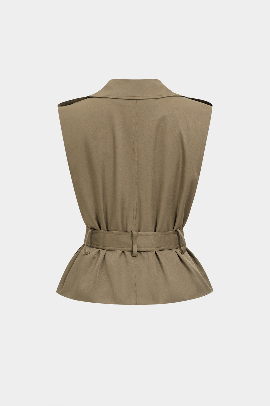 Gilet met reverskraag, knoopjes en riem