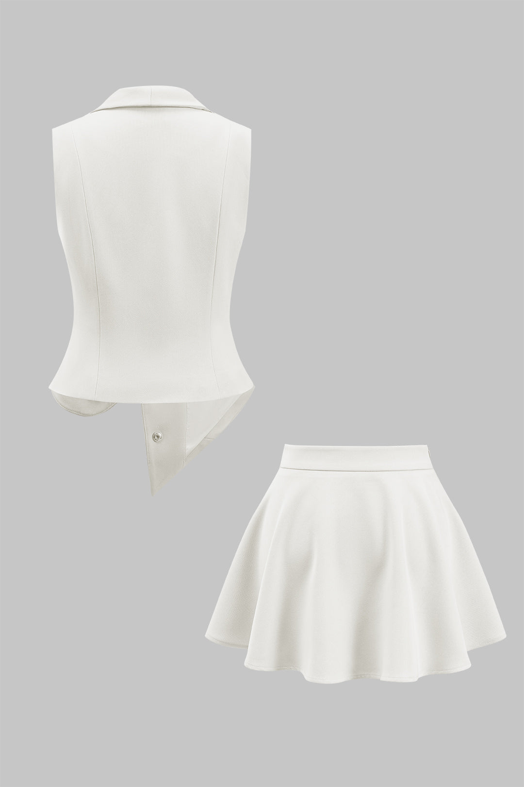 Metallic set met gilet en rok