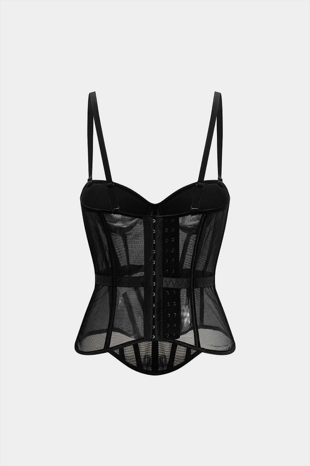 Mesh top met spaghettibandjes