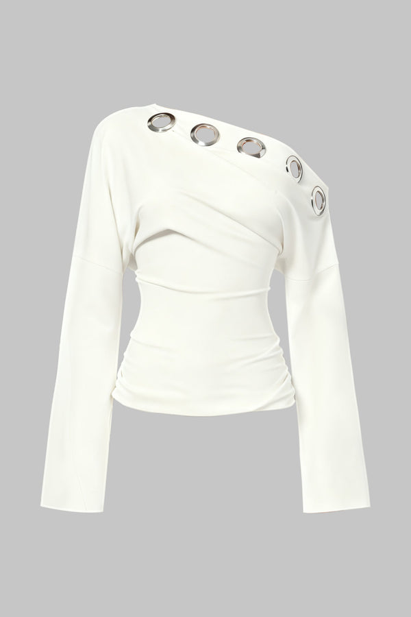 Metallic asymmetrische top met lange mouwen