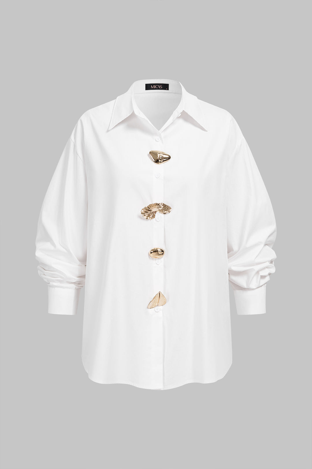 Frida - Metallic blouse met knoopjes en lange mouwen