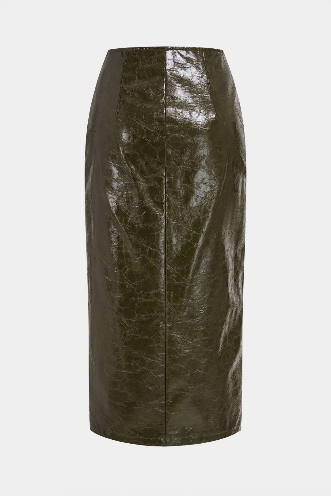 Leren-look metallic rok met split