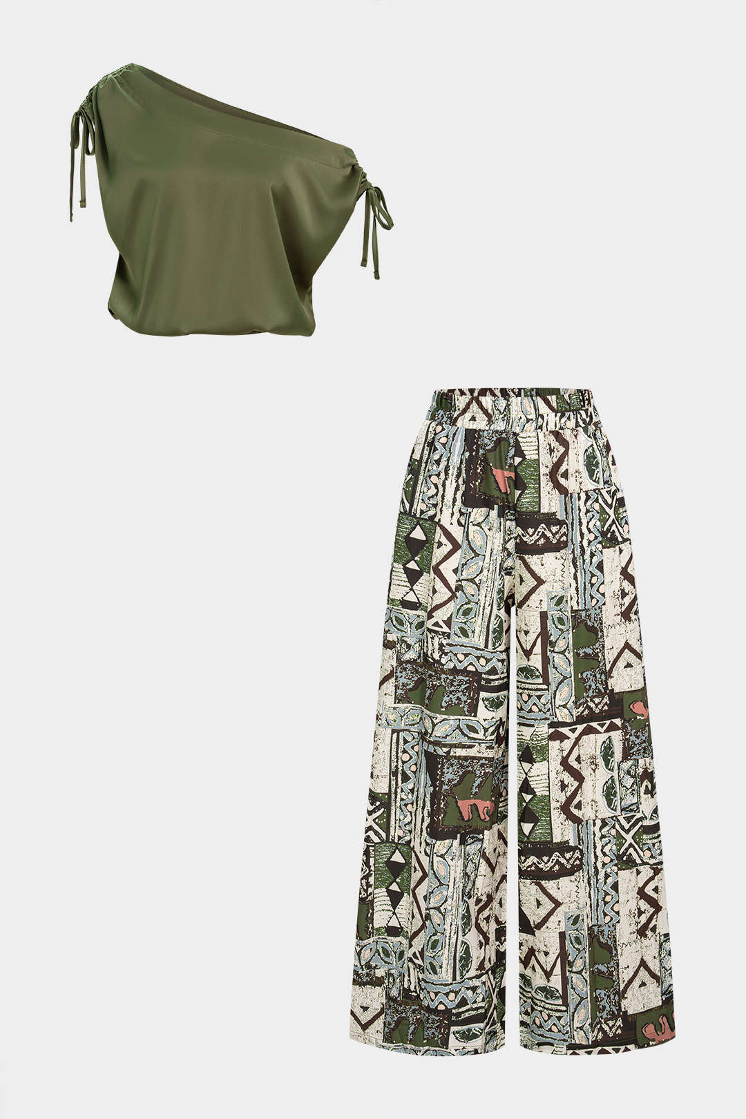 Iris - Satijnen set met top en broek