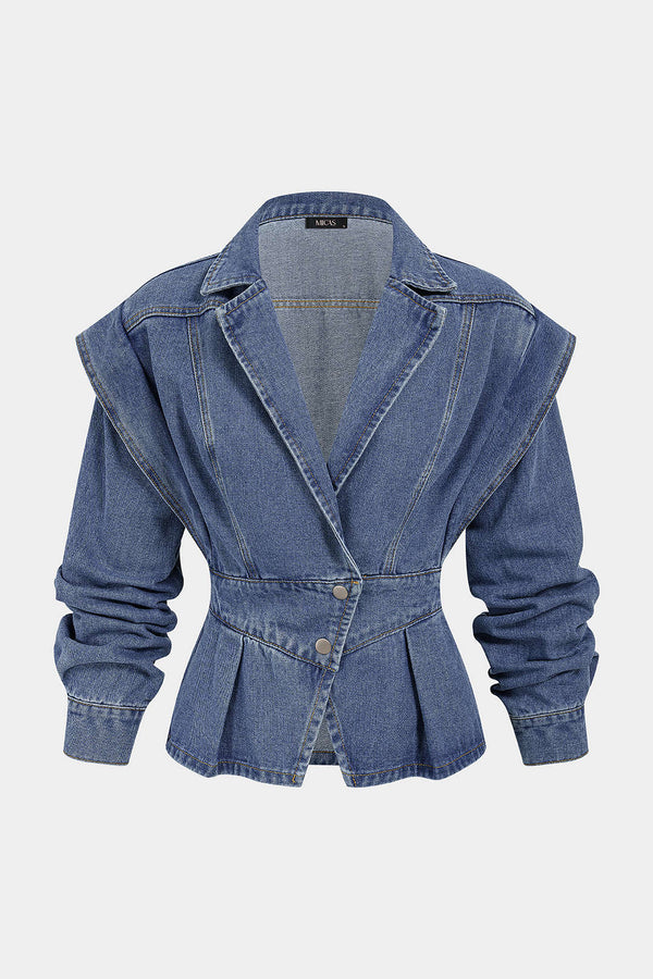Denim jasje met reverskraag