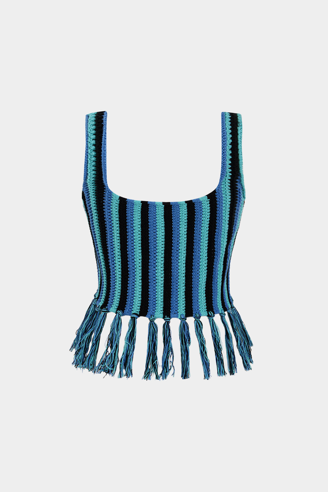Gebreide gestreepte tanktop met franjes