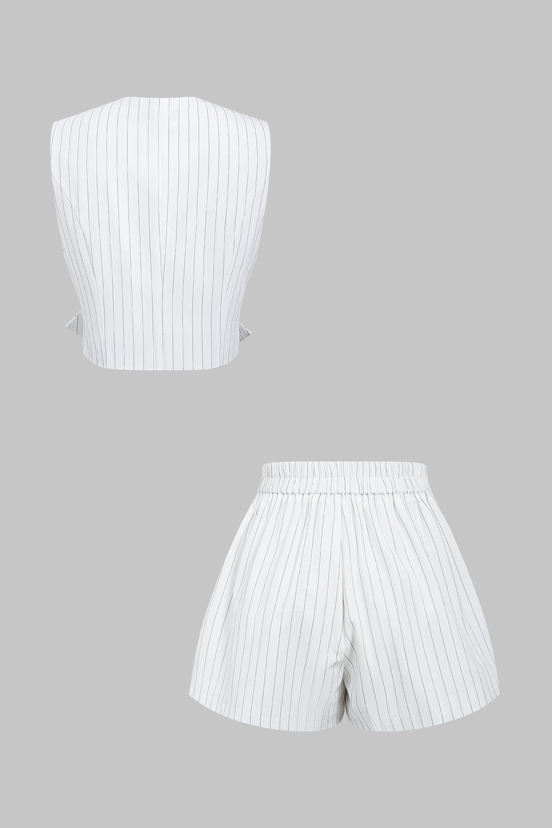 Gestreepte set met gilet en short