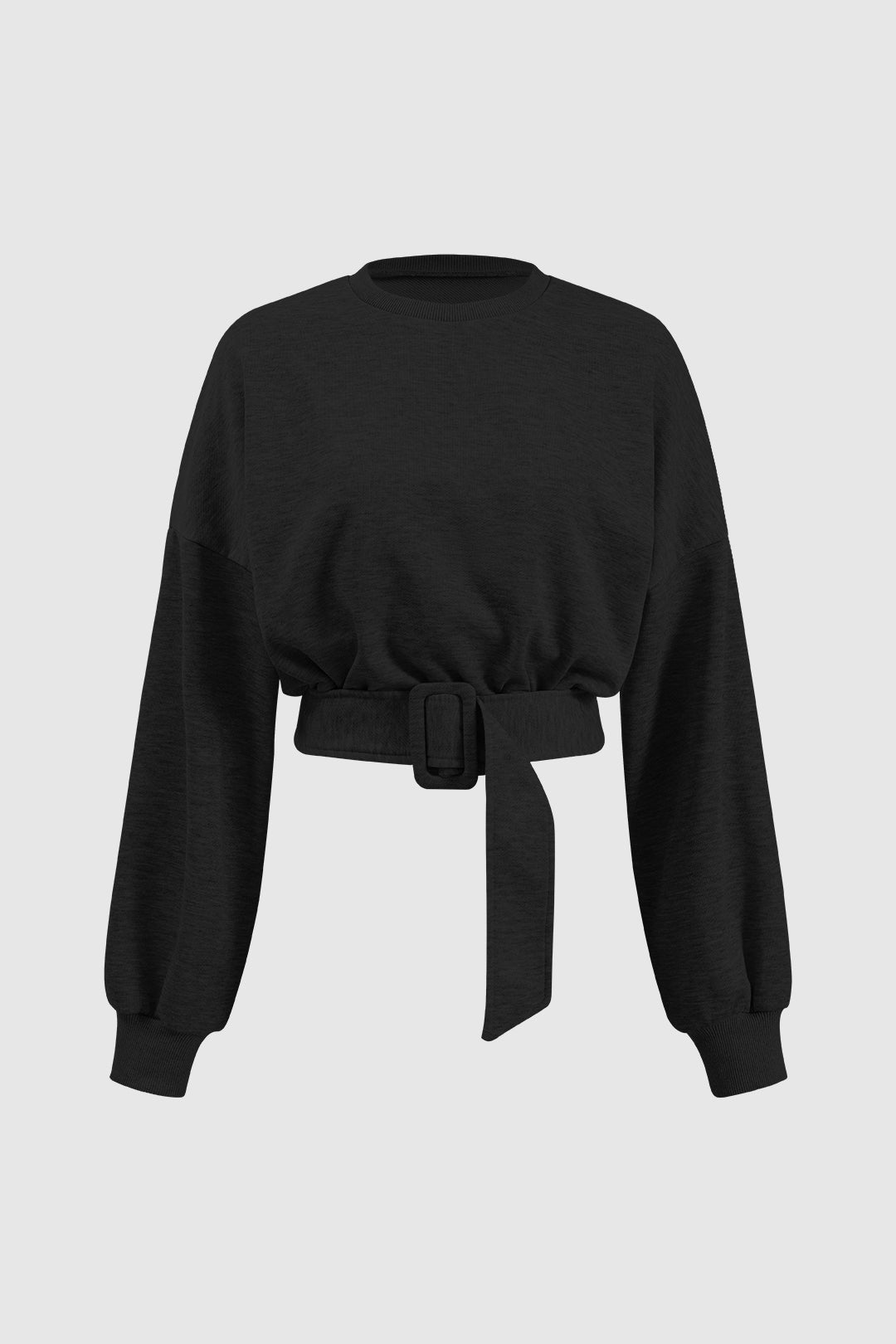 Sweater met ronde hals, riem en lange mouwen