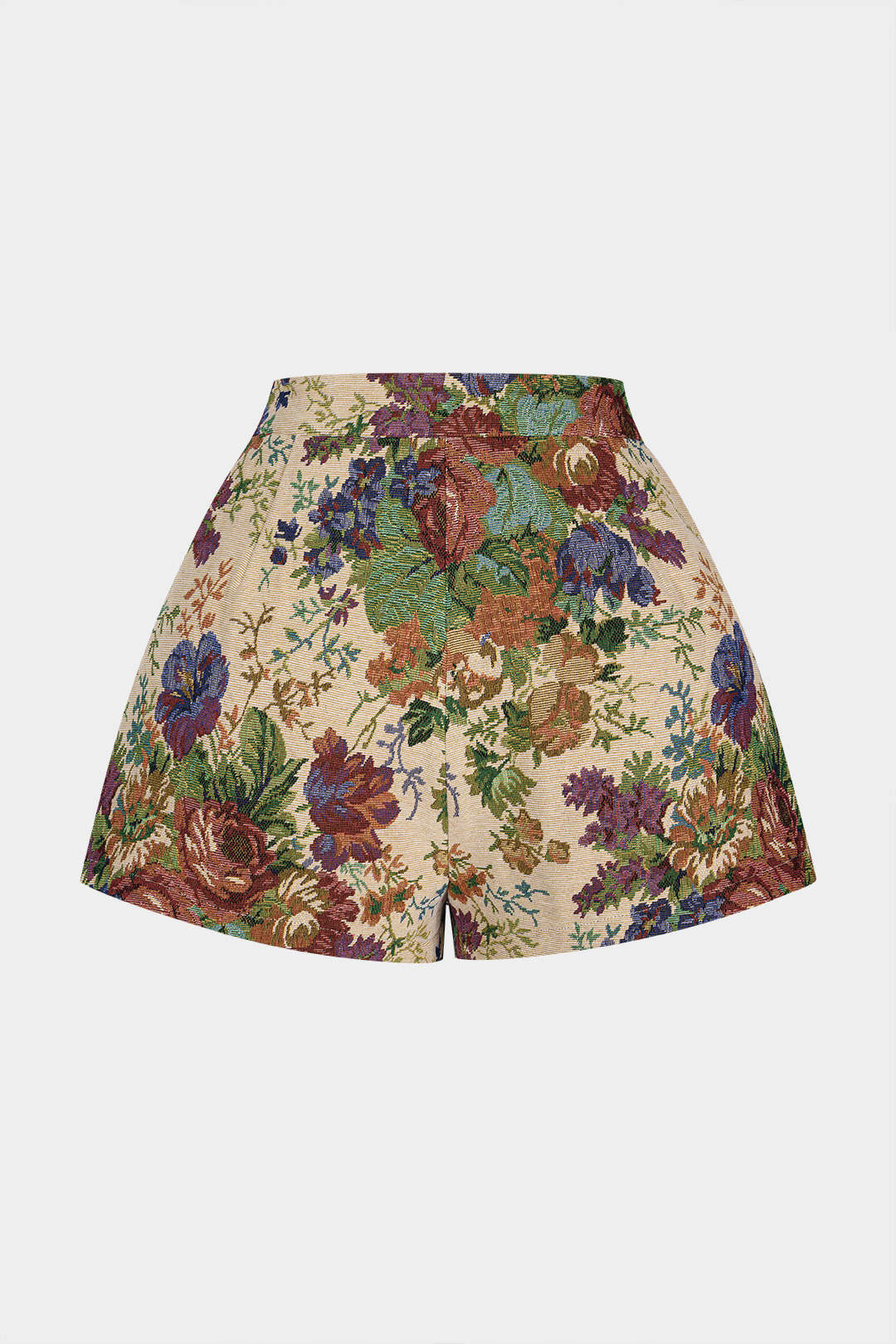 Bloemenprint jacquard short met hoge taille