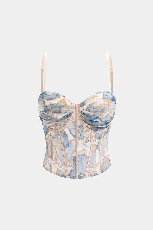 Corset cami top with floral print