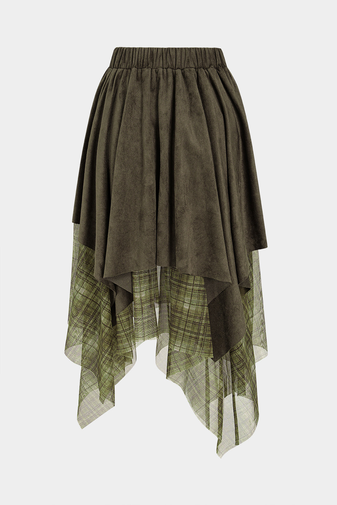 Geruite mesh rok met hoge taille
