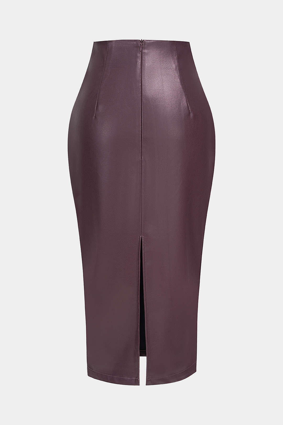 Leren-look rok met rits en hoge taille