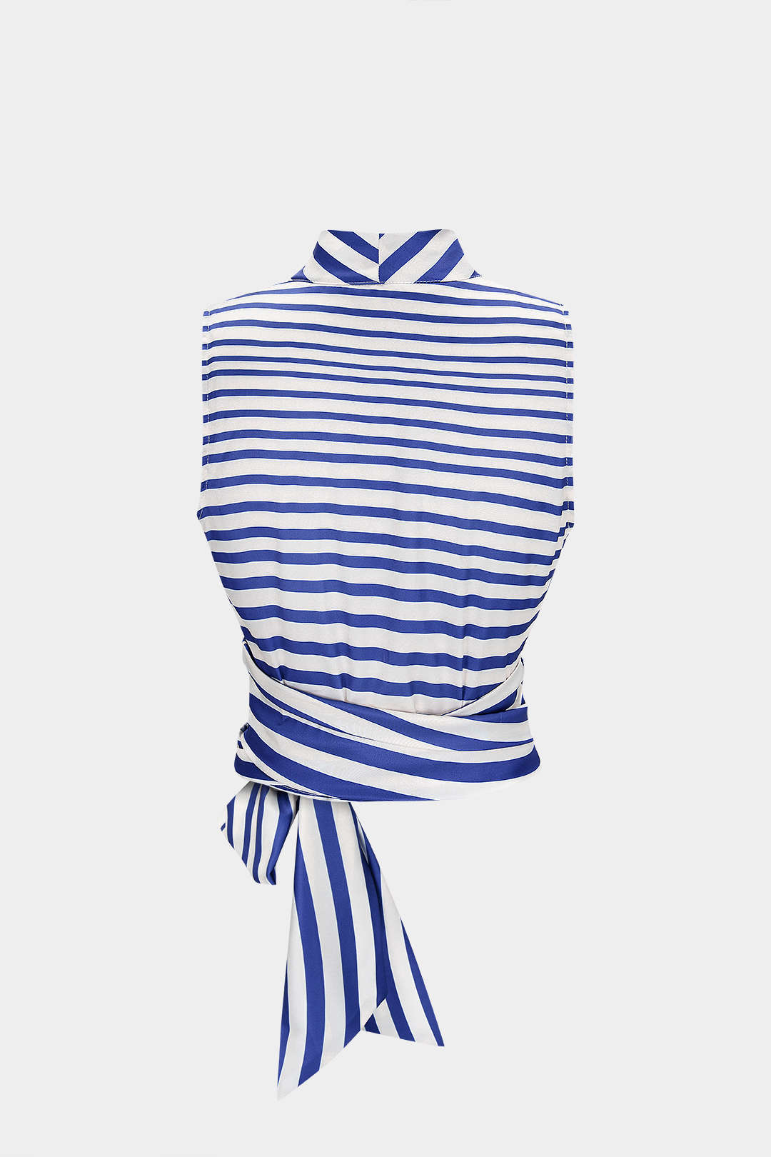 Gestreepte satijnen tanktop met strik