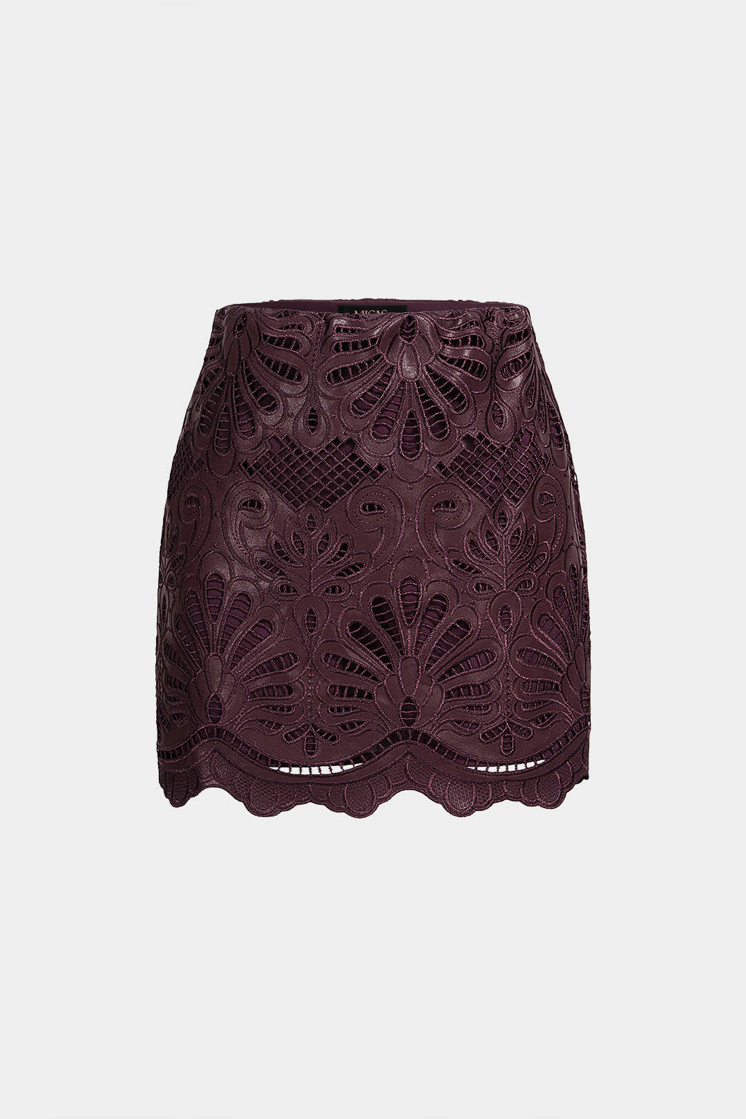 Leren-look minirok met uitsnijding