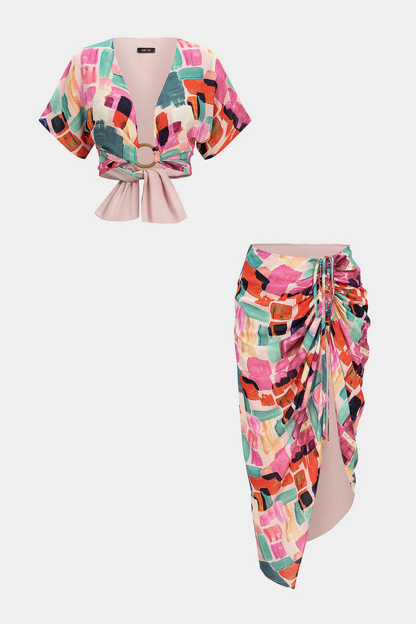 Nova - Abstracte print set met top en rok