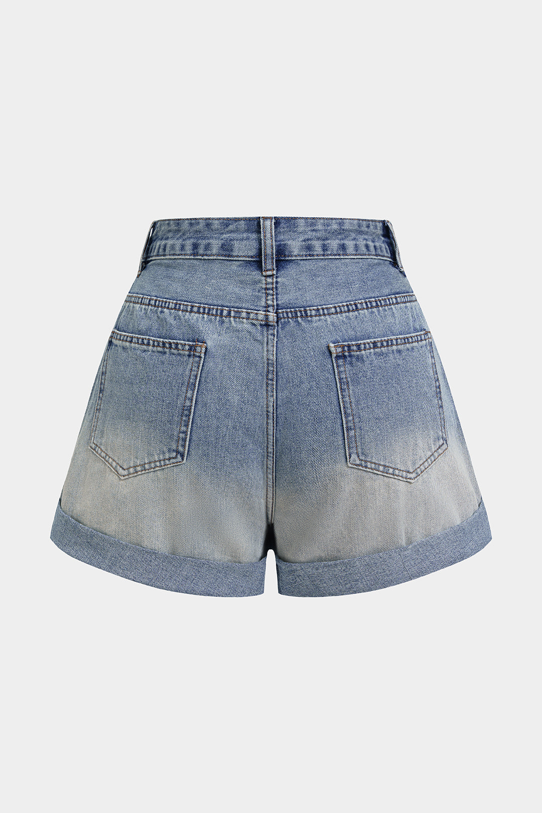 Denim short met hoge taille en wijde pijpen