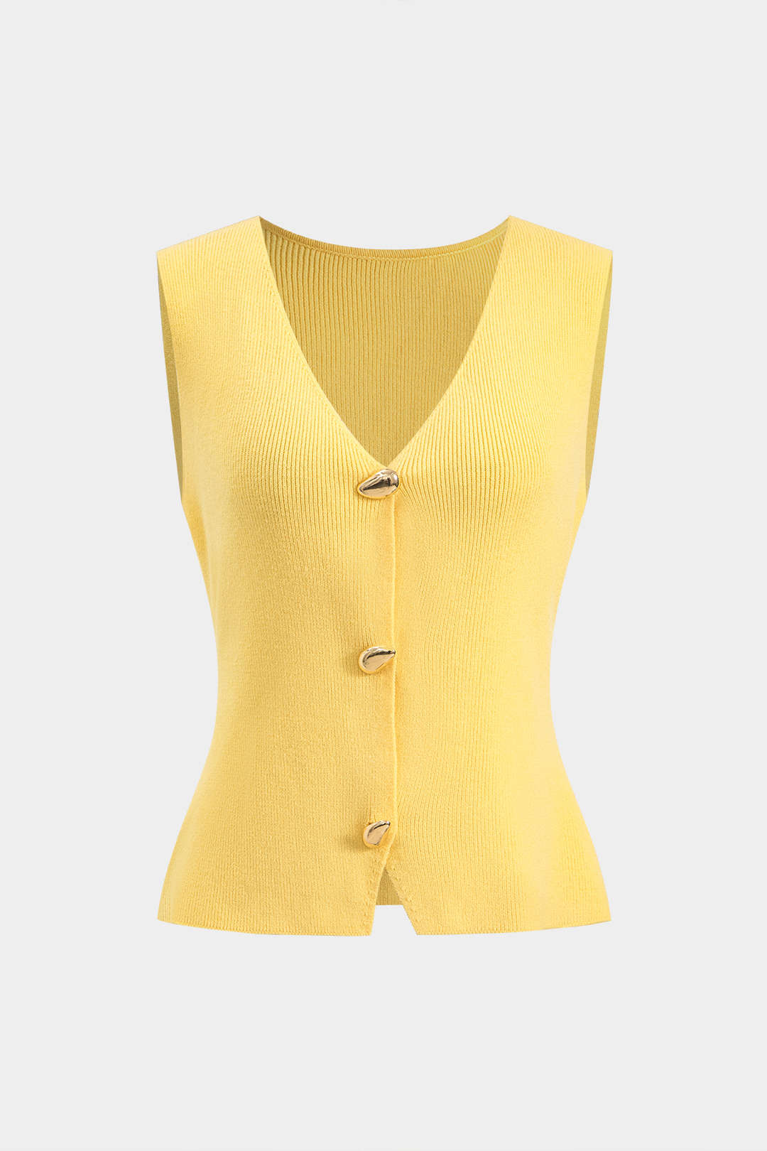 Gebreide metallic tanktop met knoopjes