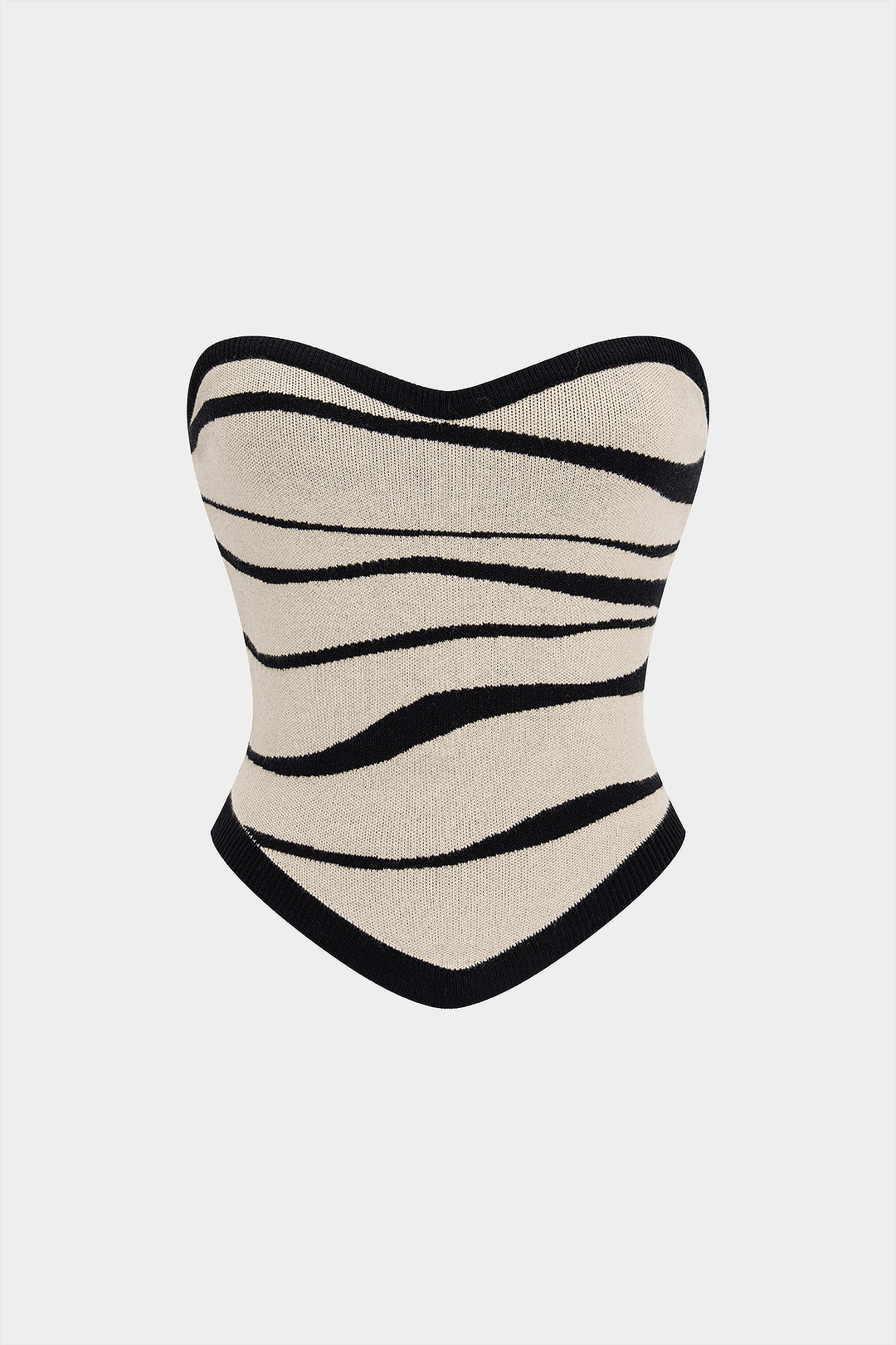 Xenia - Gebreide gestreepte strapless top