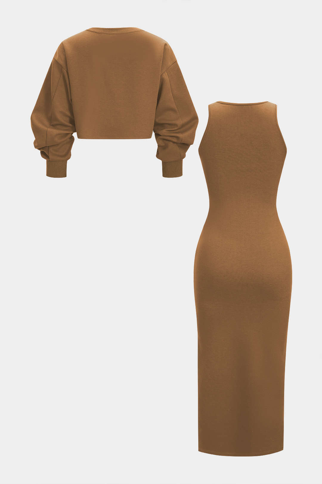Asymmetrische mouwloze jurk met lange mouwen