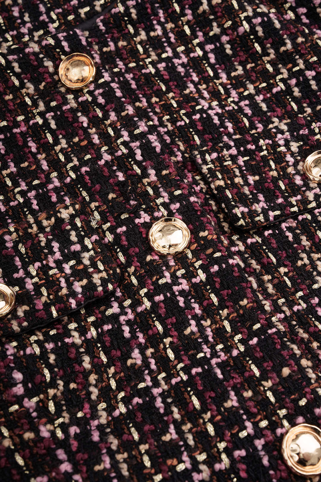 Tweed jasje met riem en ronde hals